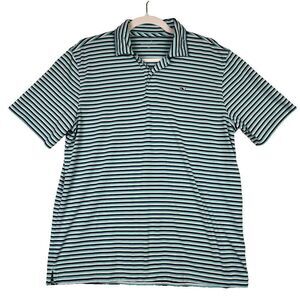 Men's Vineyard Vines Performance Polo Golf Shirt White Green Blue Striped SizeXL